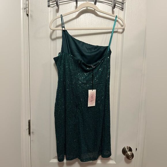 Crystal Sky emerald green sequin Mini Dress Cocktail Party Sexy Elegant L NWT - Picture 3 of 16